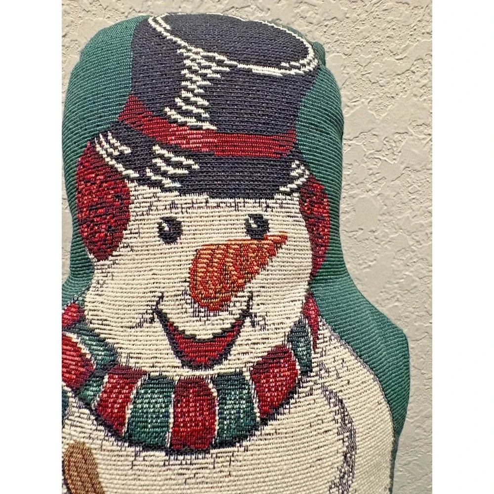 Vintage Riverdale Snowman Tapestry Pillow Christmas Decor